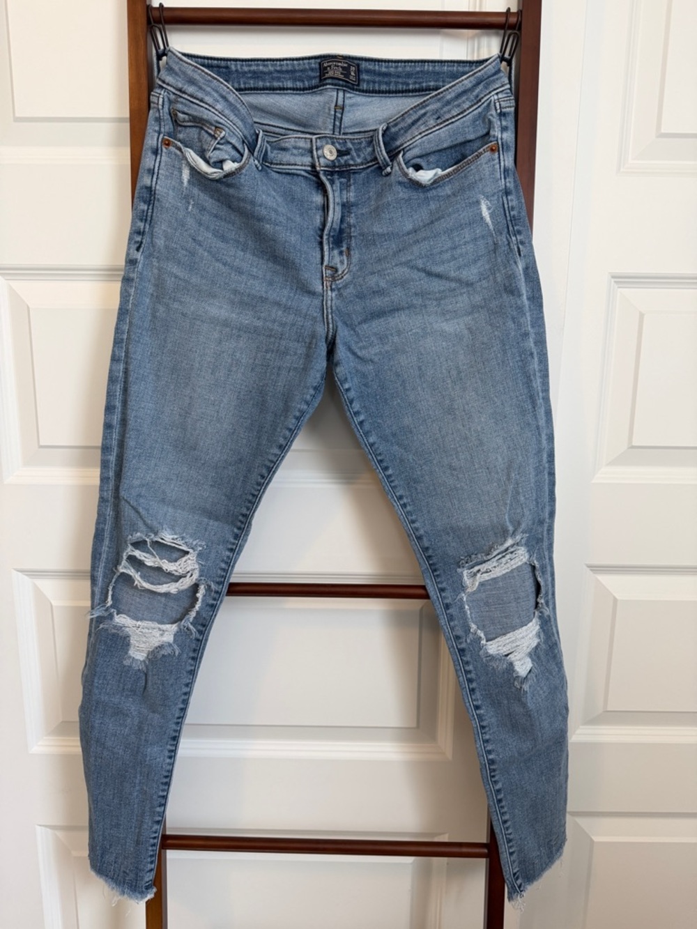 Abercrombie & Fitch Light Blue Ripped Skinny Jeans